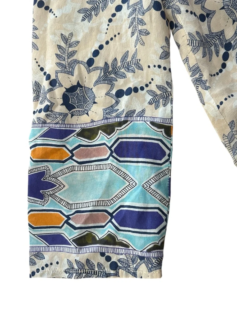 Anthropologie Maeve Sydney Silk Boho Button-up Tunic Multicolor Top size 6 - Picture 5 of 11
